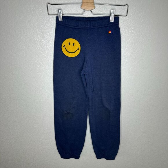 Aviator Nation Kids Navy Sweatpants with Yellow Smiley - Picture 1 of 9